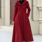 Long swing red winter wool coat women 5346