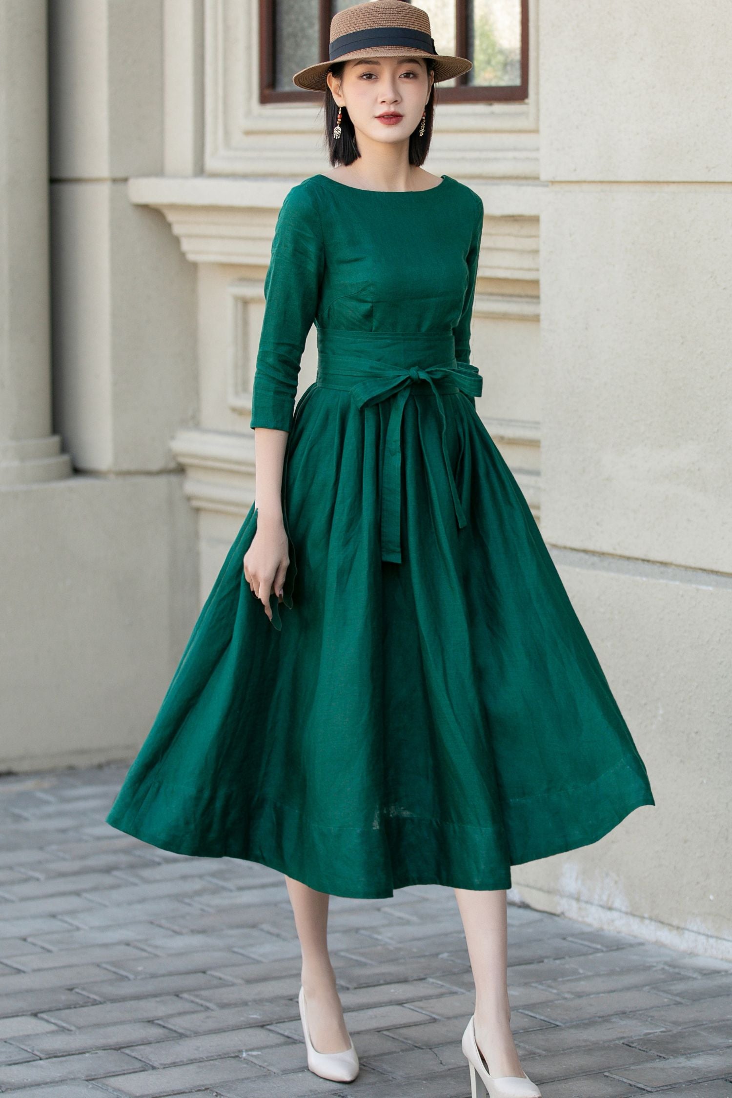 green cocktail dress with pockets Women's 2025 Fall Velvet Short Sleeve Cocktail Dress Casual V Neck Empire Waist Mini Dress Party Dress with Pockets(1A-Green, S) at Amazon Women's Clothing store