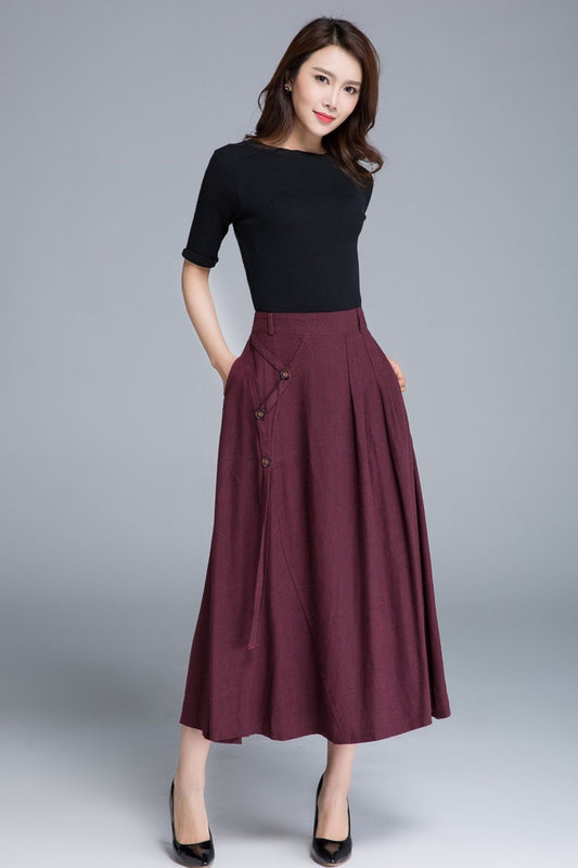 Women's long swing summer linen skirt 1672
