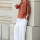 Orange loose fitting linen blouse 4902