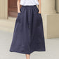 Button up midi summer linen skirt 4944