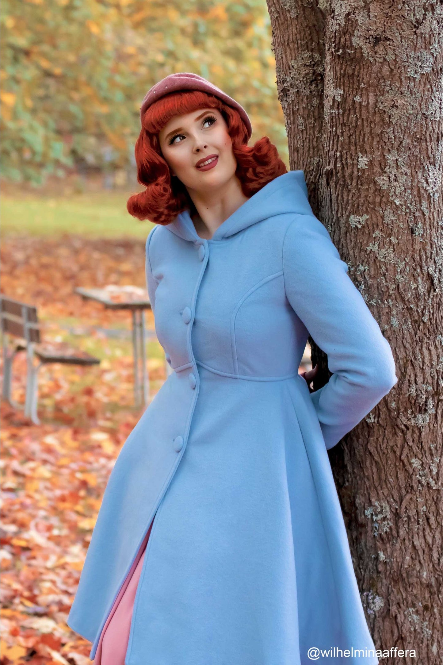 Blue swing princess coat with hood 2419