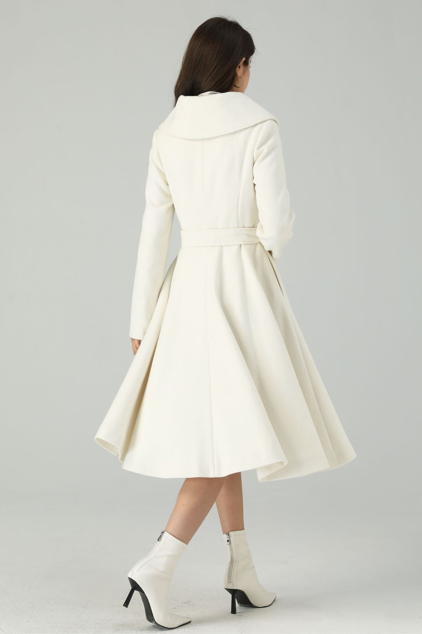 White Long Wool Princess Winter Coat 4520