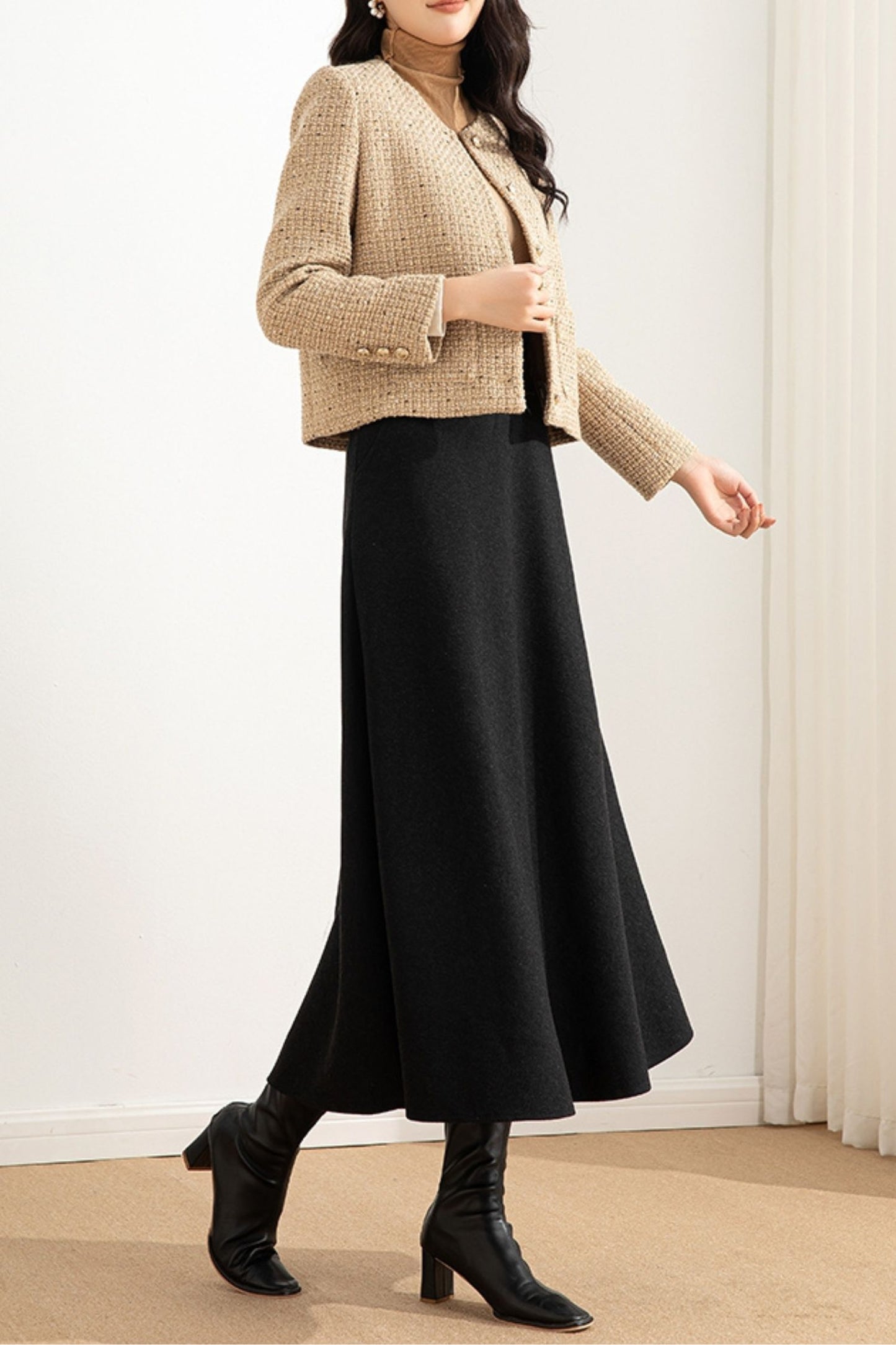A line winter wool skirt women 6210