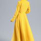 Yellow Winter Long Wool Coat Women 3234