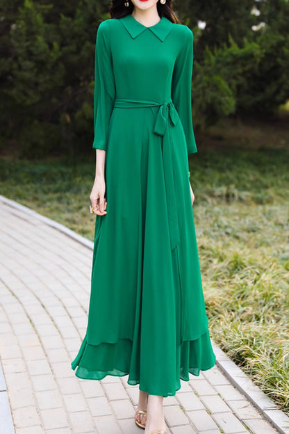 Swing green summer chiffon beach dress 5099