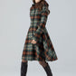 Hooded midi plaid winter wool coat women 4784