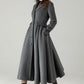 Gray Wool Maxi Coat – Single-Breasted Fit & Flare Long Winter Coat | Xiaolizi 6571