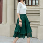 Green chiffon short summer skirt 5239