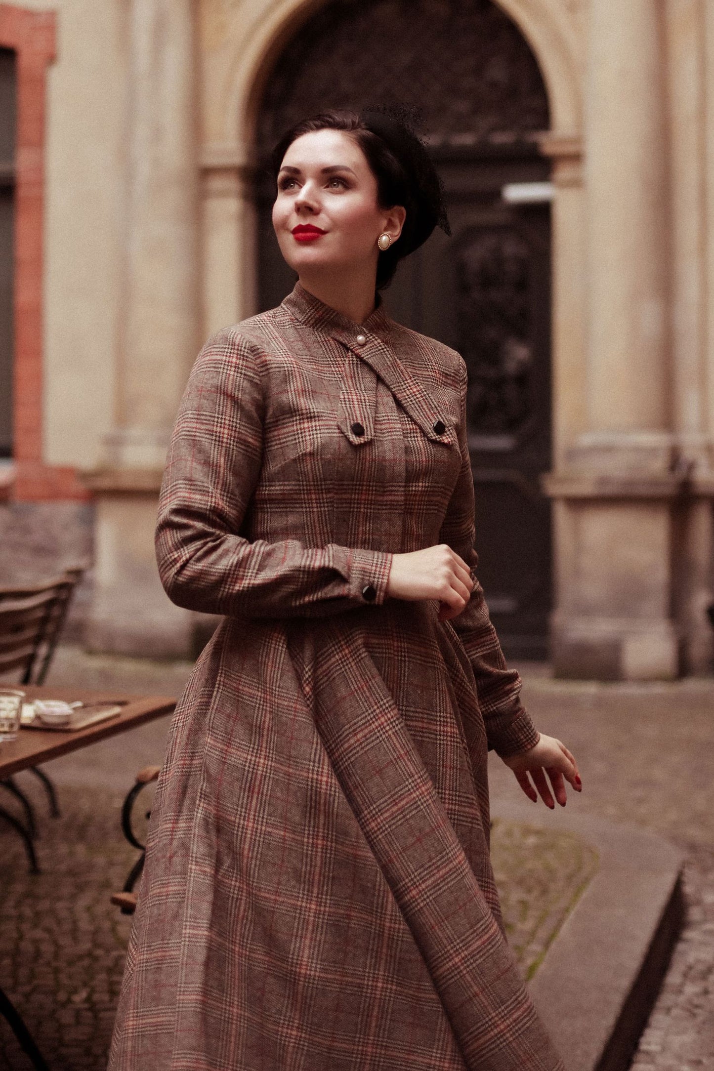 vintage inspired 1950s Plaid wool dress 2448