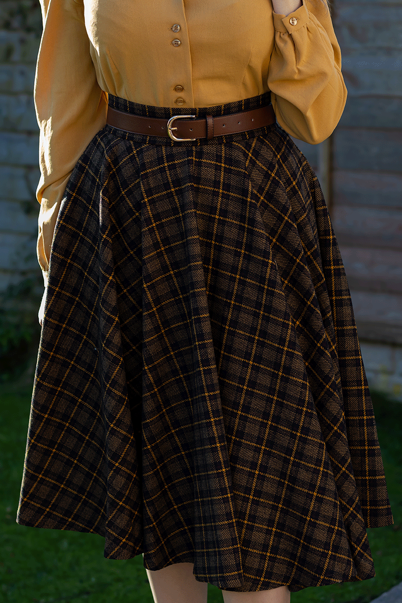 Swing Wool Circle Skirt, Midi Wool Skirt, Wool Plaid Skirt, Winter
