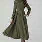 Retro army green swing wool dress 5441