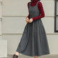 Gray sleevelss wool dress with belt 6427