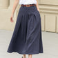 Blue long linen skirt with pockets 4943-Size S #CK2400155