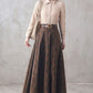 Brown Plaid Wool Maxi Skirt – Vintage High Waist Winter Long Skirt with Pockets 3102