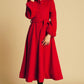 Red Wool Swing Coat with big hood 394