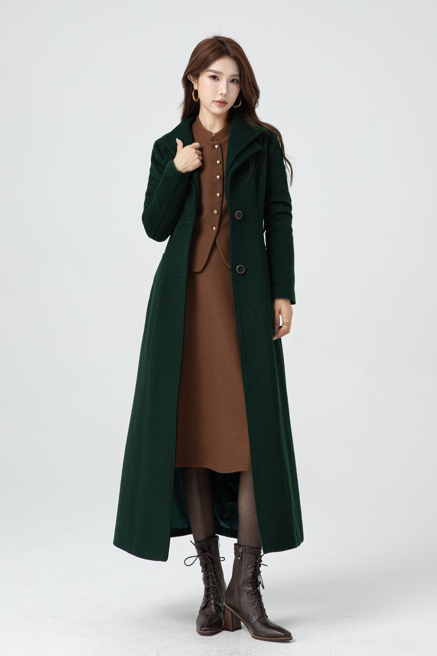 Brown short winter wool coat women 5317