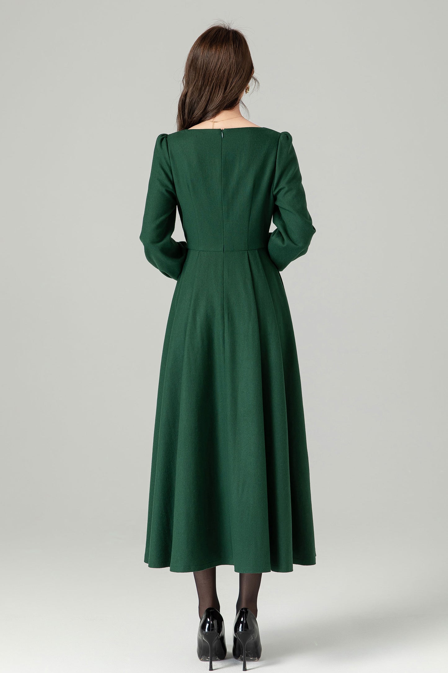 Long winter wool dress with pockets 5236