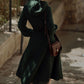 Long Dark Green Hooded Wool Coat 3870