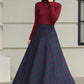 Handmade Charcoal Grey Plaid Wool Maxi Skirt – High Waist Winter Elegance | Xiaolizi 6426