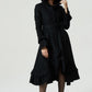 long black ruffled wool coat for women 1970#