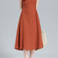 Orange Sleeveless Midi Linen Dress 3617