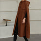 Handmade Wool Hooded Cape – Vintage Winter Cloak Coat with Pockets 6527