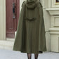 Military green wool winter cape coat 5351