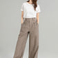 Wide leg long linen pants for women 4964