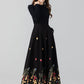 Black Maxi Embroidered Wool Skirt 4664