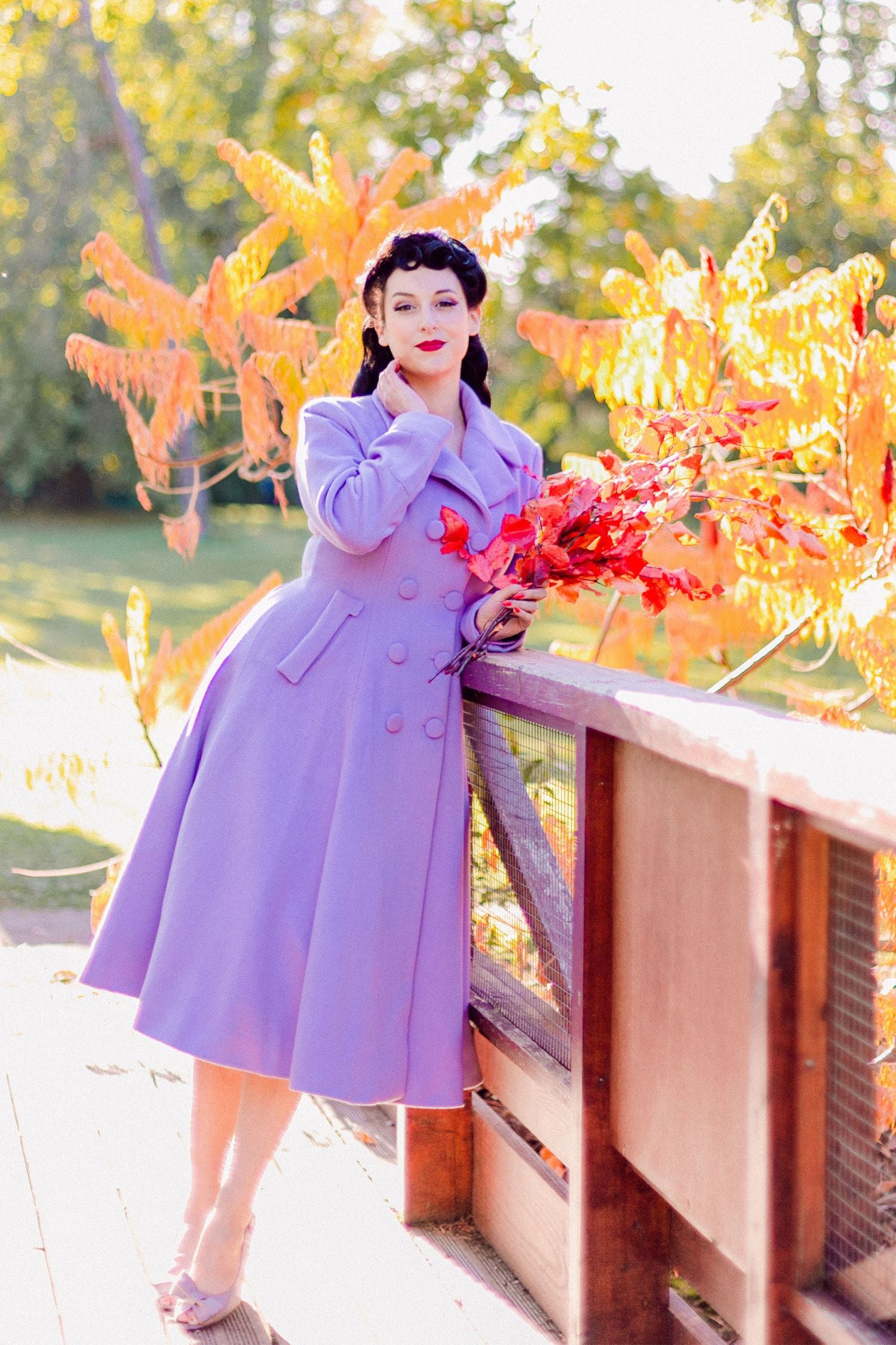 Warm Purple Long Wool Coat Women 3256 Purple / M(US10) Warm Purple Long Wool Coat Women 3256 Purple / M(US10)