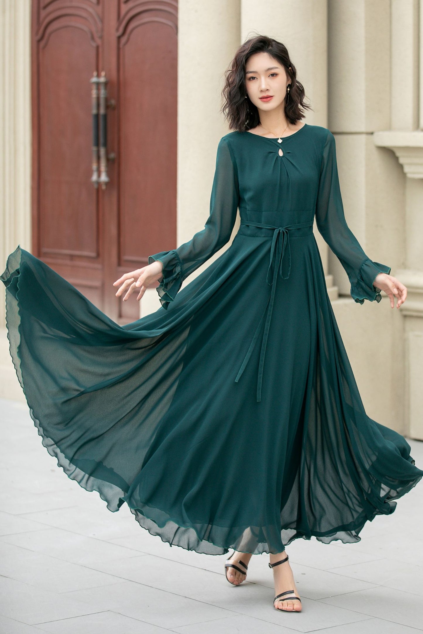 Prom boho long swing chiffon dresses 5141