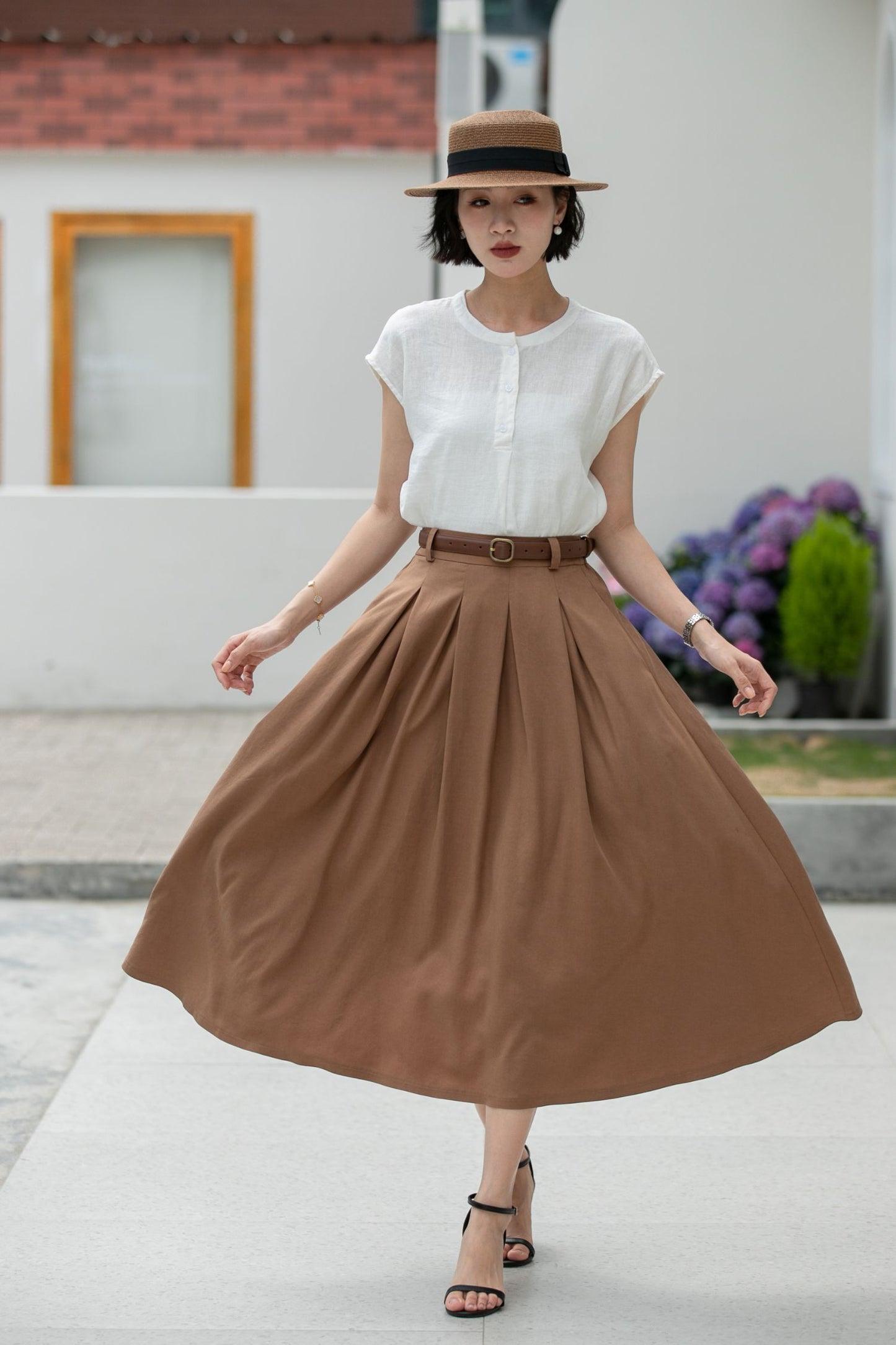 Women linen summer skirt 5982