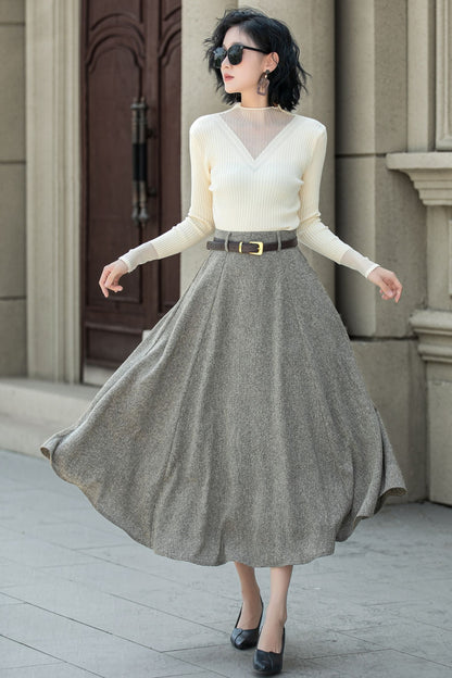 A line wool skirt with pockets 5313