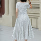 Black and white polka dot summer linen dress 5225