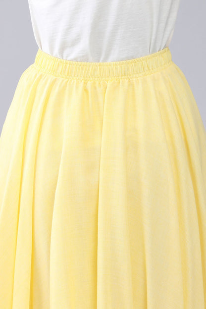 Yellow Cotton Summer Maxi Flowy Swing Skirt 3561