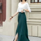 Maxi dark green summer chiffon skirt women 5220