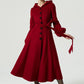 Burgundy long dress wool coat 1977#