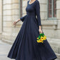 Navy Blue Maxi Linen Dress 5683