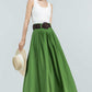 Green Linen Maxi skirt with pockets 2381