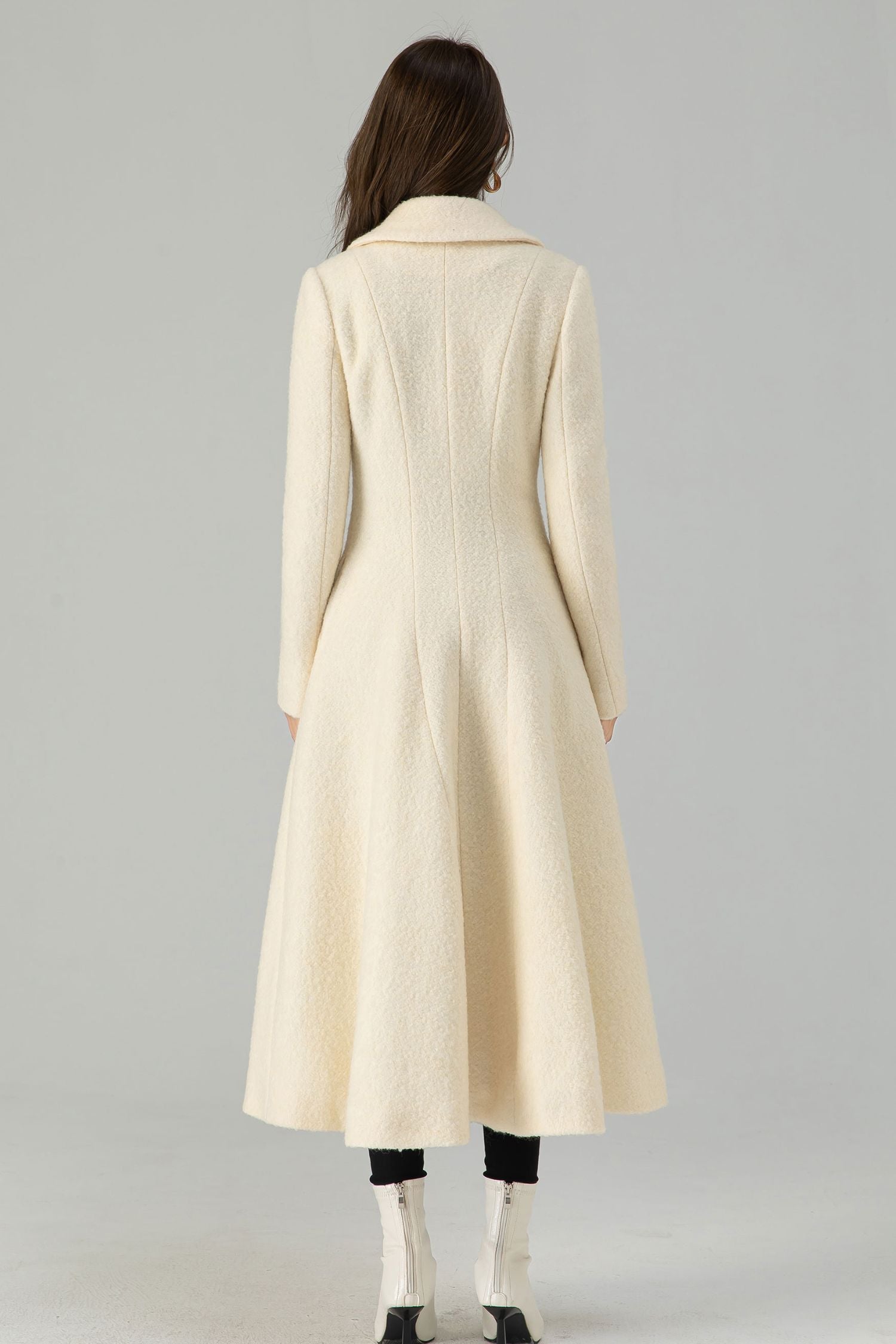 Off White Wedding Long Wool Winter Coat 4559 Off White / XL Off White Wedding Long Wool Winter Coat 4559 Off White / XL