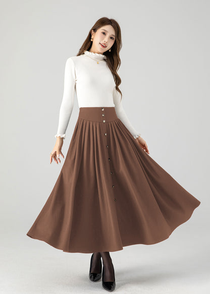 Swing long pleated wool skirt 5502