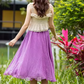 Elastic waist summer chiffon skirt 6187- purple