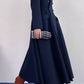 navy blue winter wool coat with pockets 4572