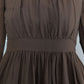 Elegant Brown Linen Midi Dress 5515