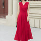 Red v neck prom summer swing chiffon dress 5174