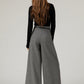 Gray wide leg long wool pants women 5482