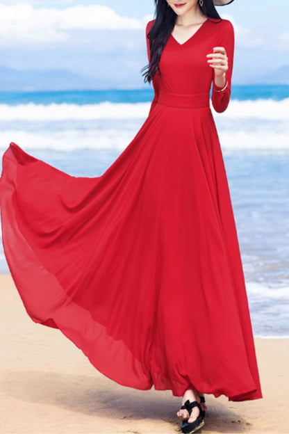 Swing a line summer maxi chiffon dress 5159