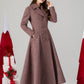 Vintage inspired plaid long wool coat 4614