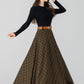 High waisted plaid winter long wool skirt 4666